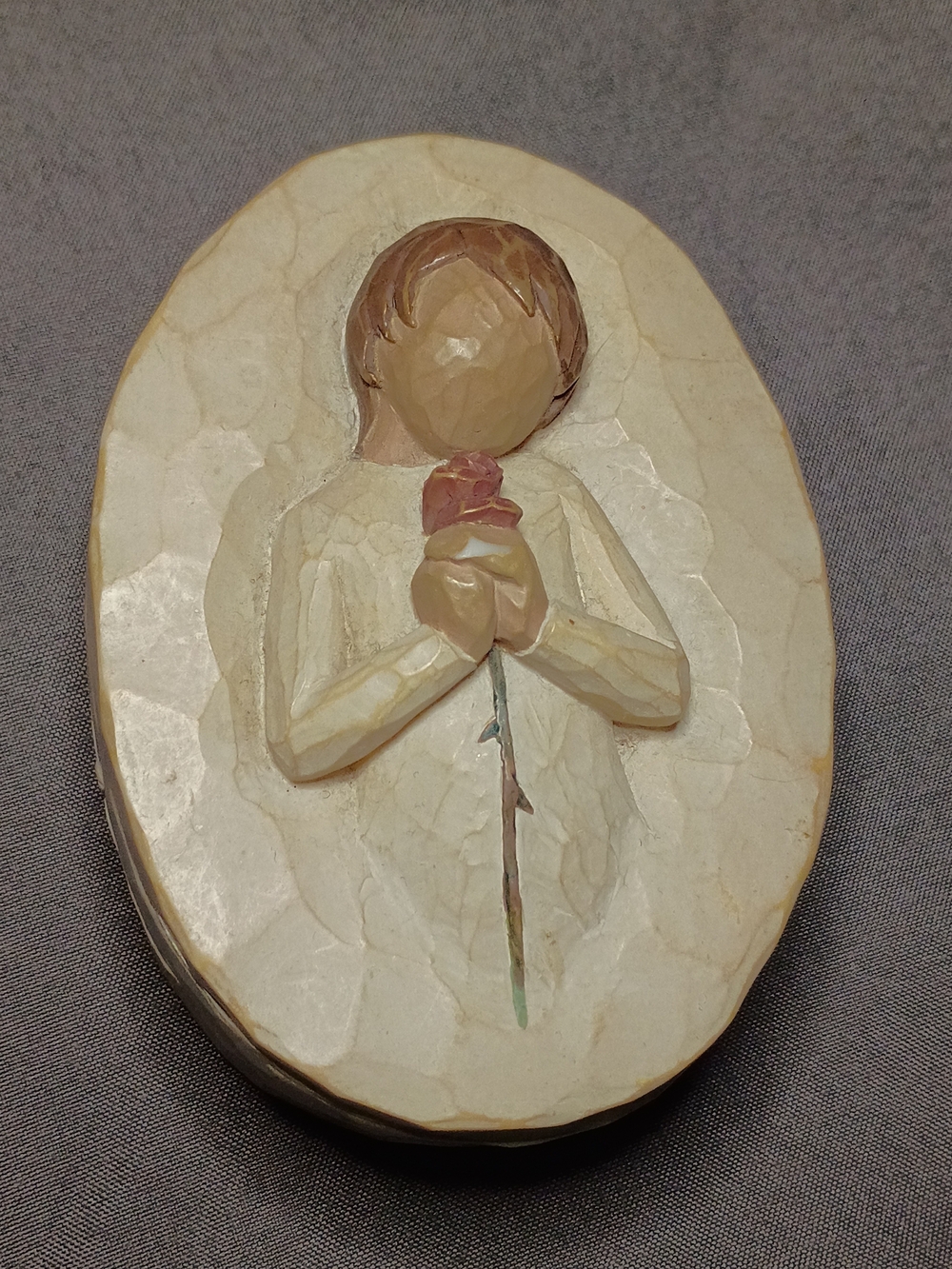 Willow Tree Cream Trinket Dish with Pink Rose - Home Art Box